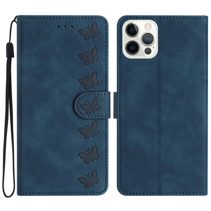 For iPhone 14 Pro Max PU Leather Stand Phone Case Butterfly Imprinted Drop-proof Wallet Cover