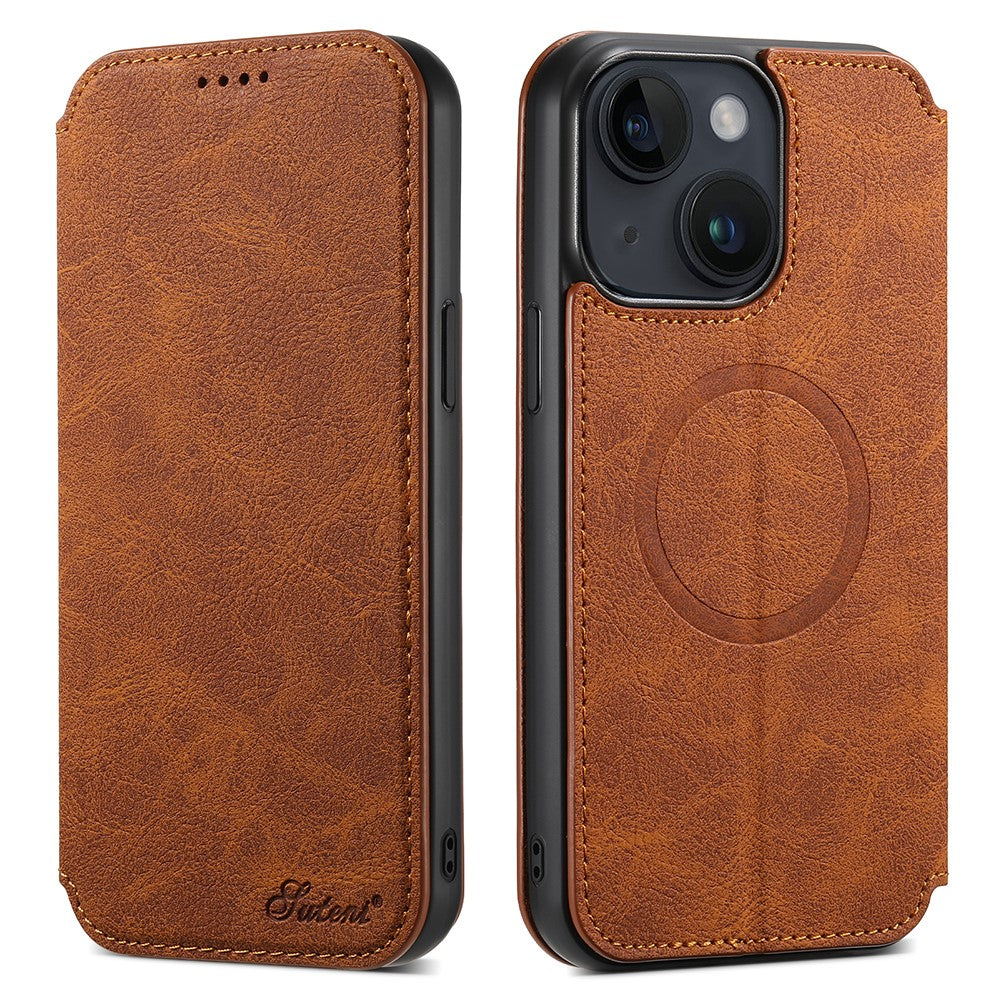 SUTENI J06 Wallet Phone Case for iPhone 14 Plus , Magnetic PU Leather Stand Cover Compatible with MagSafe Charger