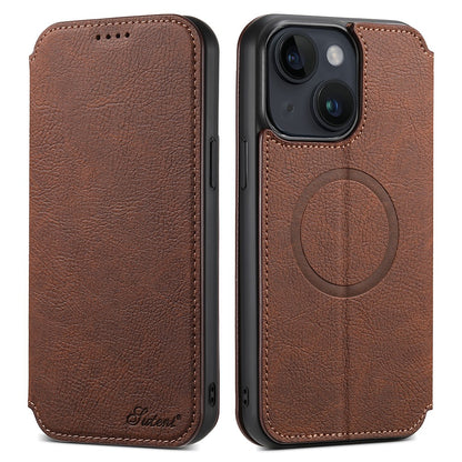 SUTENI J06 Wallet Phone Case for iPhone 14 Plus , Magnetic PU Leather Stand Cover Compatible with MagSafe Charger