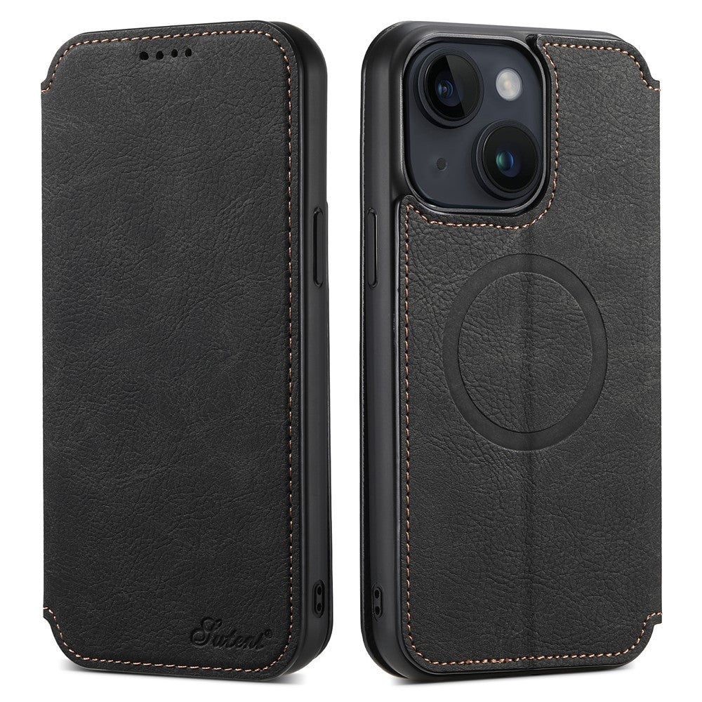 SUTENI J06 Wallet Phone Case for iPhone 14 Plus , Magnetic PU Leather Stand Cover Compatible with MagSafe Charger
