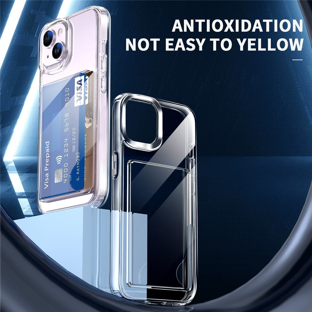 Clear Phone Case for iPhone 14 , Airbag Corner Card Holder TPU + Acrylic Phone Cover