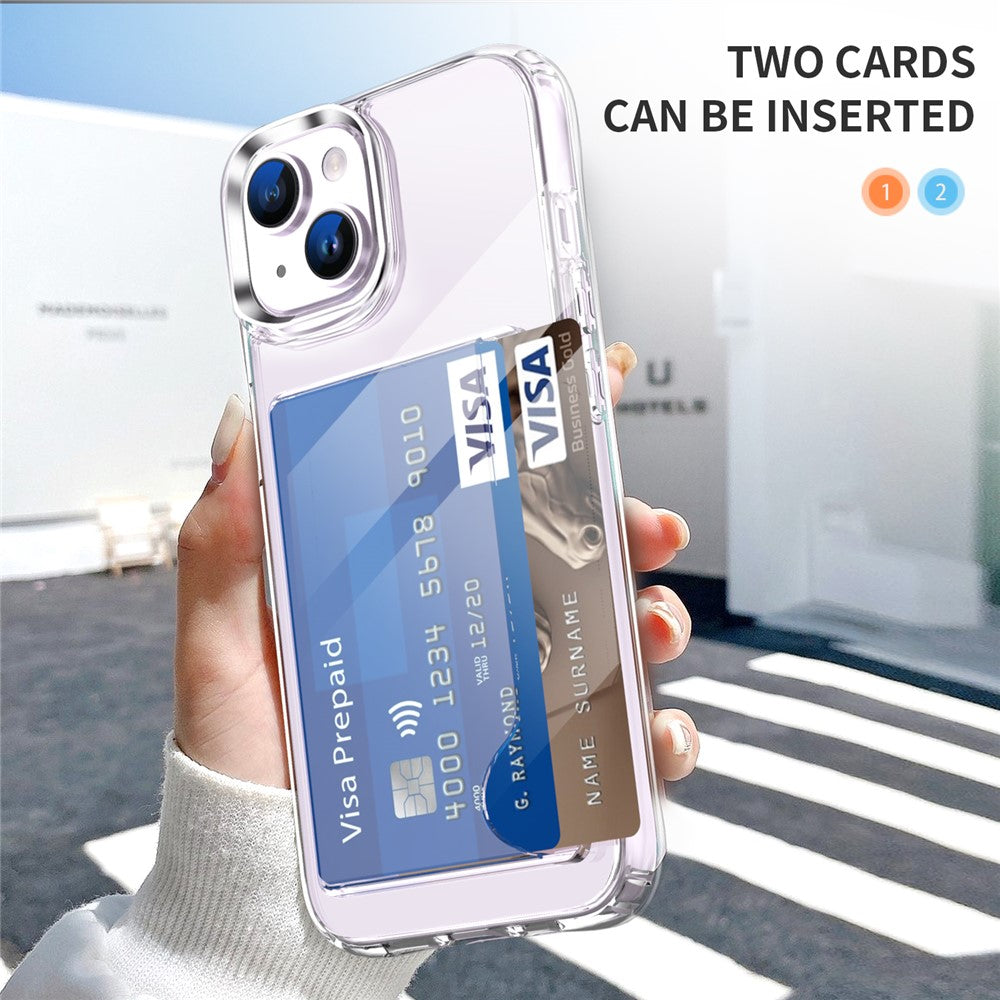 Clear Phone Case for iPhone 14 , Airbag Corner Card Holder TPU + Acrylic Phone Cover
