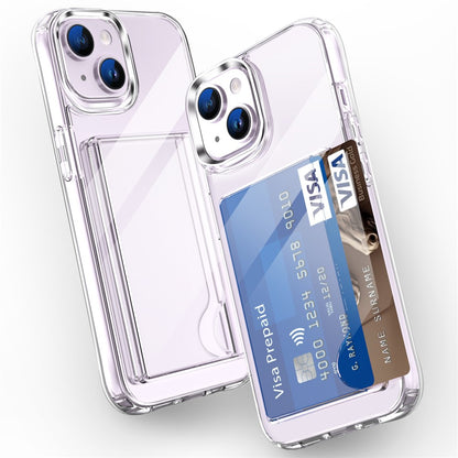 Clear Phone Case for iPhone 14 , Airbag Corner Card Holder TPU + Acrylic Phone Cover