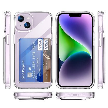 Clear Phone Case for iPhone 14 , Airbag Corner Card Holder TPU + Acrylic Phone Cover
