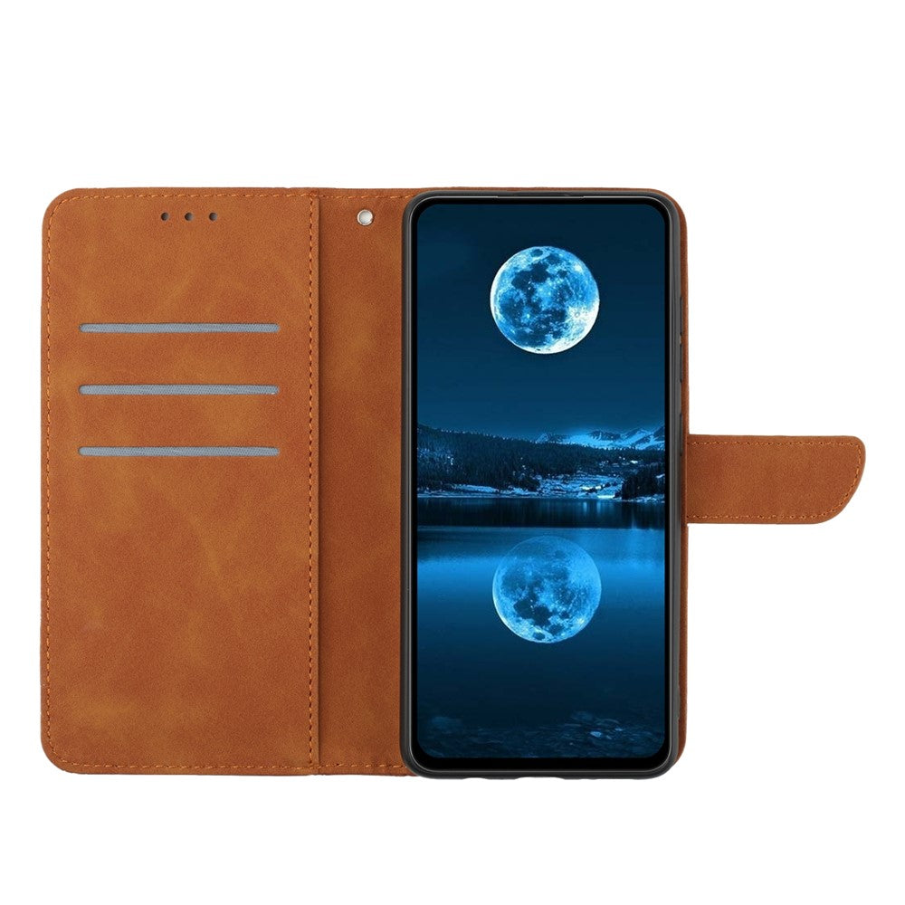 HT05 Full Protection Cover for iPhone 14 Plus Skin-touch PU Leather Wallet Phone Flip Case with Strap