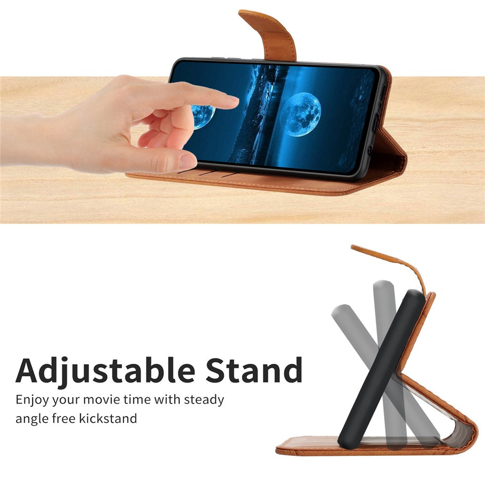 HT05 Full Protection Cover for iPhone 14 Plus Skin-touch PU Leather Wallet Phone Flip Case with Strap