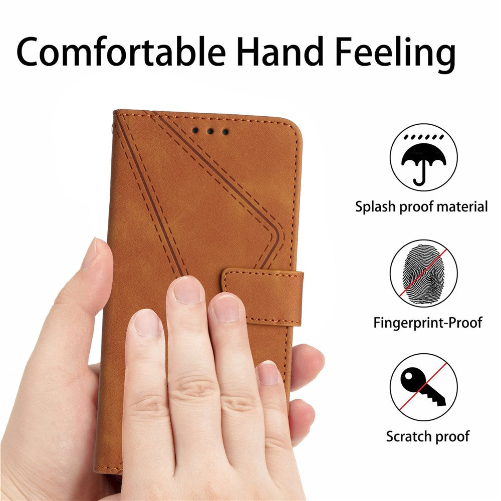 HT05 Full Protection Cover for iPhone 14 Plus Skin-touch PU Leather Wallet Phone Flip Case with Strap