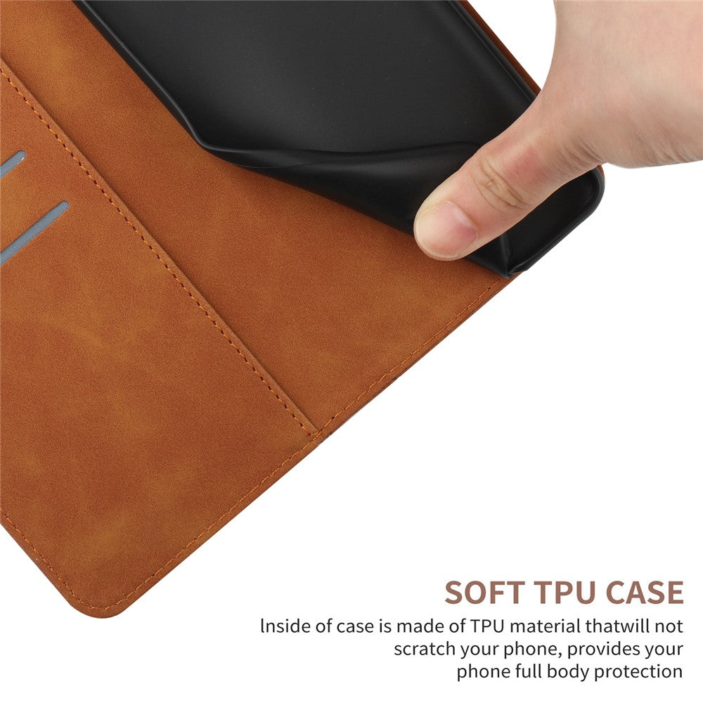 HT05 Full Protection Cover for iPhone 14 Plus Skin-touch PU Leather Wallet Phone Flip Case with Strap