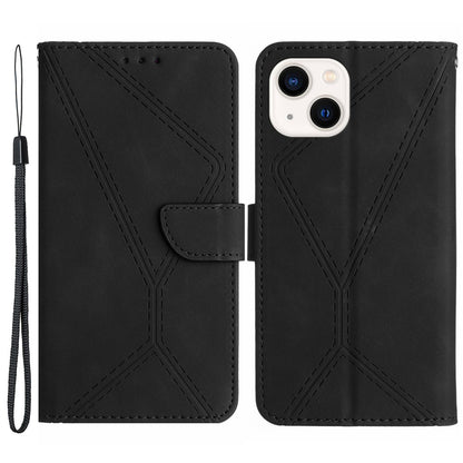 HT05 Full Protection Cover for iPhone 14 Plus Skin-touch PU Leather Wallet Phone Flip Case with Strap