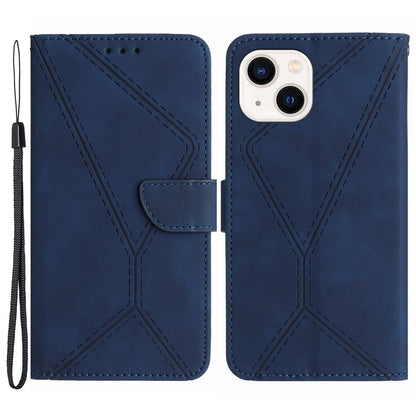 HT05 Full Protection Cover for iPhone 14 Plus Skin-touch PU Leather Wallet Phone Flip Case with Strap
