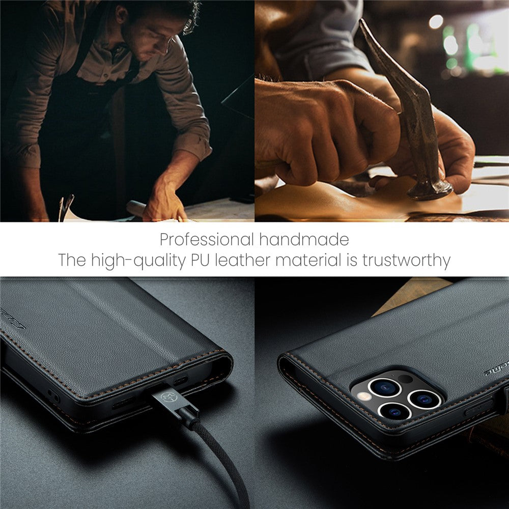For iPhone 14 Pro Max Leather Case CASEME 023 RFID Blocking 3 Card Slot Mobile Cover