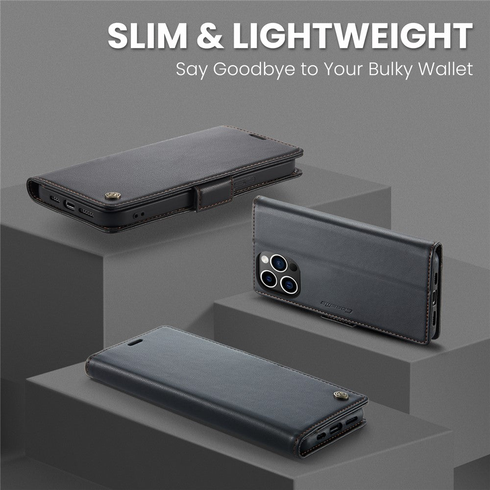 For iPhone 14 Pro Max Leather Case CASEME 023 RFID Blocking 3 Card Slot Mobile Cover