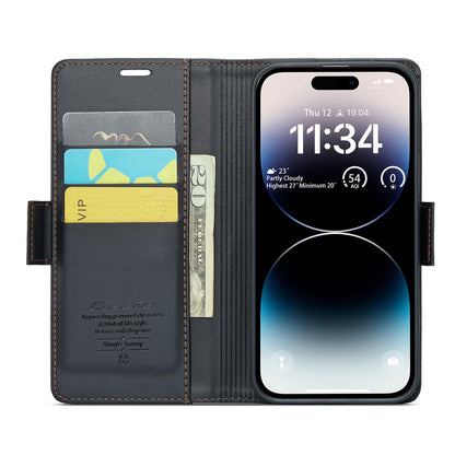 For iPhone 14 Pro Max Leather Case CASEME 023 RFID Blocking 3 Card Slot Mobile Cover