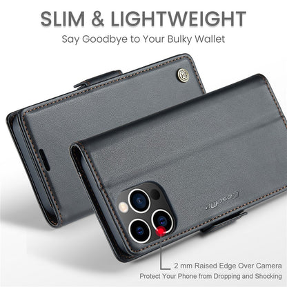For iPhone 14 Pro Max Leather Case CASEME 023 RFID Blocking 3 Card Slot Mobile Cover