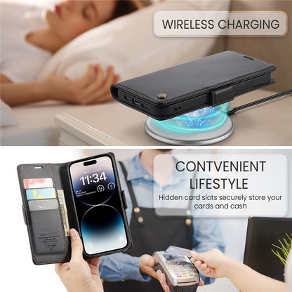 For iPhone 14 Pro Max Leather Case CASEME 023 RFID Blocking 3 Card Slot Mobile Cover