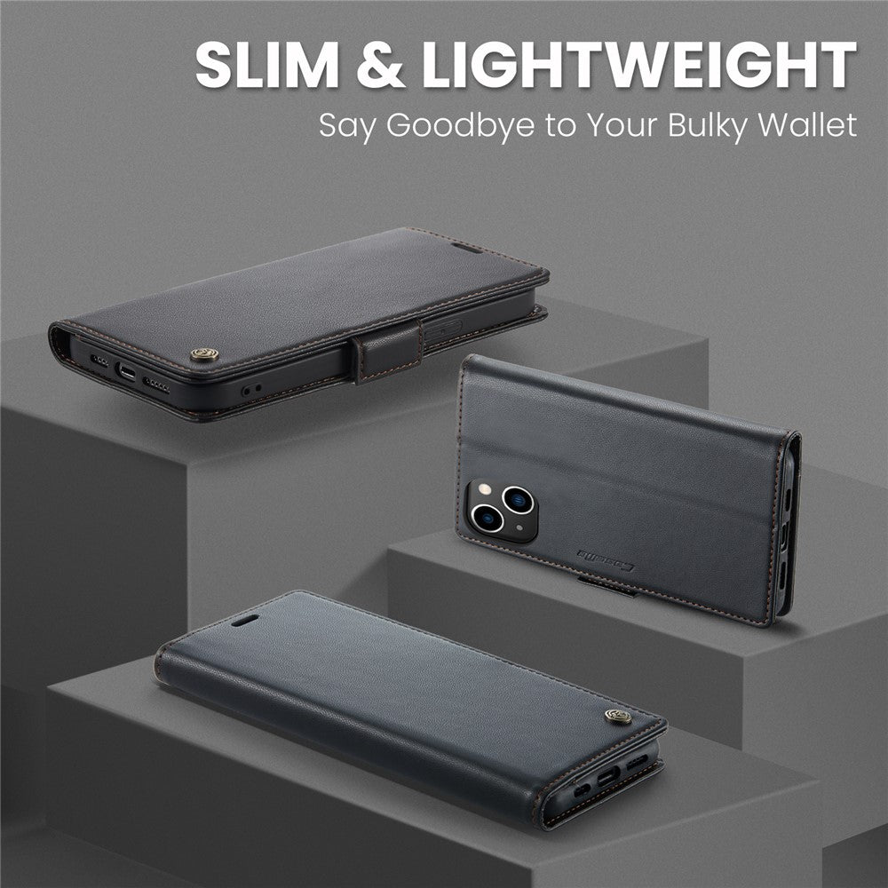 For iPhone 14 Leather Case CASEME 023 RFID Blocking 3 Card Slot Mobile Cover