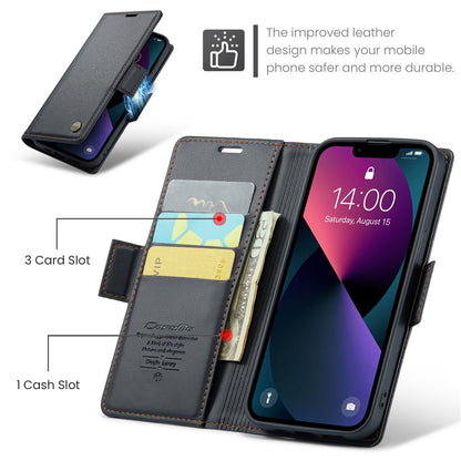 For iPhone 14 Leather Case CASEME 023 RFID Blocking 3 Card Slot Mobile Cover