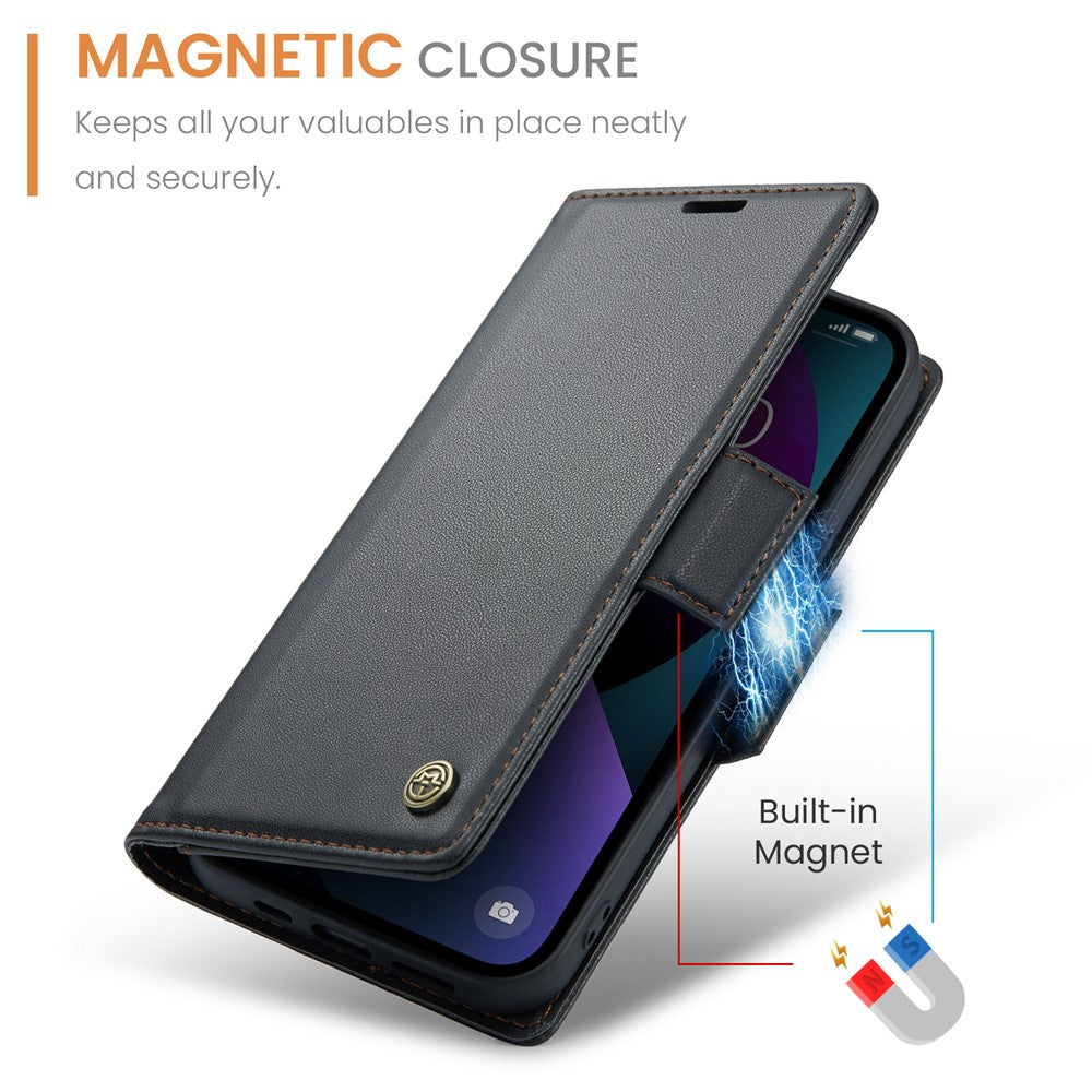 For iPhone 14 Leather Case CASEME 023 RFID Blocking 3 Card Slot Mobile Cover