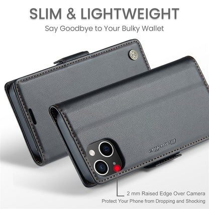 For iPhone 14 Leather Case CASEME 023 RFID Blocking 3 Card Slot Mobile Cover
