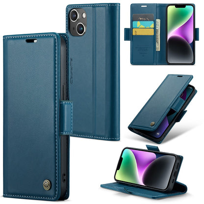 For iPhone 14 Leather Case CASEME 023 RFID Blocking 3 Card Slot Mobile Cover