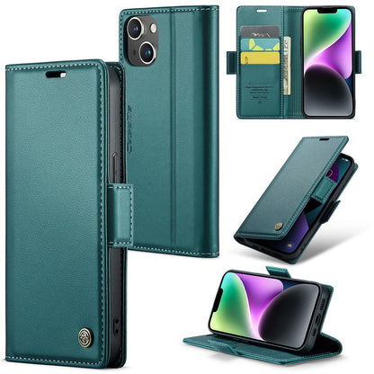For iPhone 14 Leather Case CASEME 023 RFID Blocking 3 Card Slot Mobile Cover