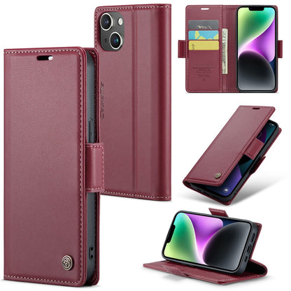 For iPhone 14 Leather Case CASEME 023 RFID Blocking 3 Card Slot Mobile Cover