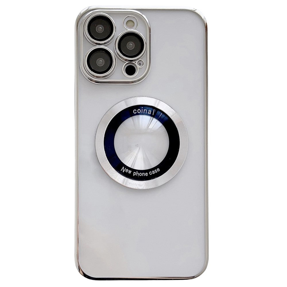 For iPhone 14 Pro Max Hard PC Phone Cover Electroplating Magnetic Charging Phone Case with Raised Bezel