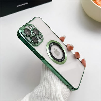 For iPhone 14 Pro Max Hard PC Phone Cover Electroplating Magnetic Charging Phone Case with Raised Bezel