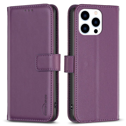 BINFEN COLOR BF17 For iPhone 14 Pro Max PU Leather Flip Wallet Case Folding Stand Phone Cover