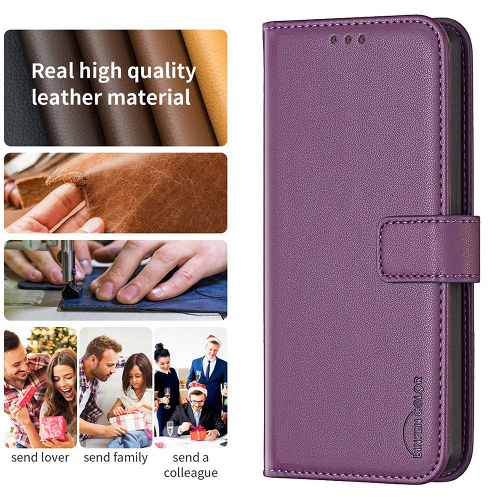 BINFEN COLOR BF17 For iPhone 14 Pro Max PU Leather Flip Wallet Case Folding Stand Phone Cover