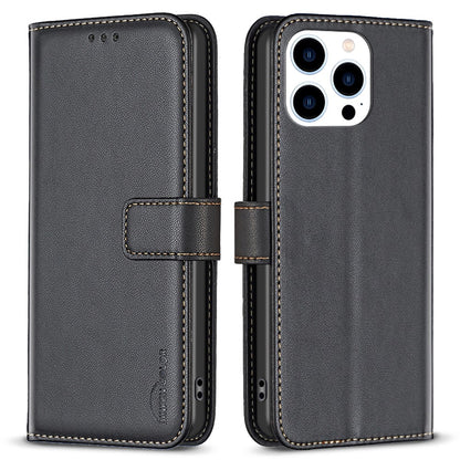 BINFEN COLOR BF17 For iPhone 14 Pro Max PU Leather Flip Wallet Case Folding Stand Phone Cover