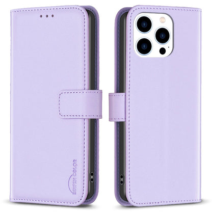 BINFEN COLOR BF17 For iPhone 14 Pro Max PU Leather Flip Wallet Case Folding Stand Phone Cover