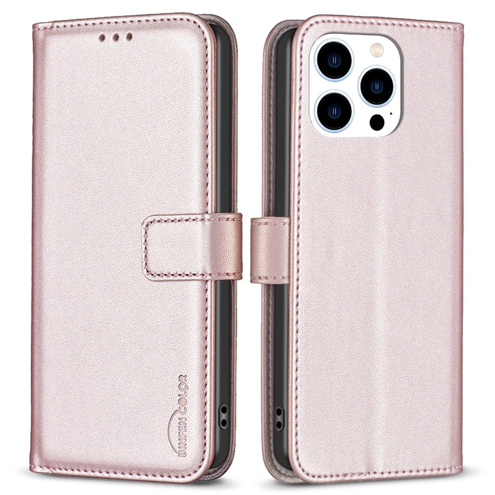 BINFEN COLOR BF17 For iPhone 14 Pro Max PU Leather Flip Wallet Case Folding Stand Phone Cover