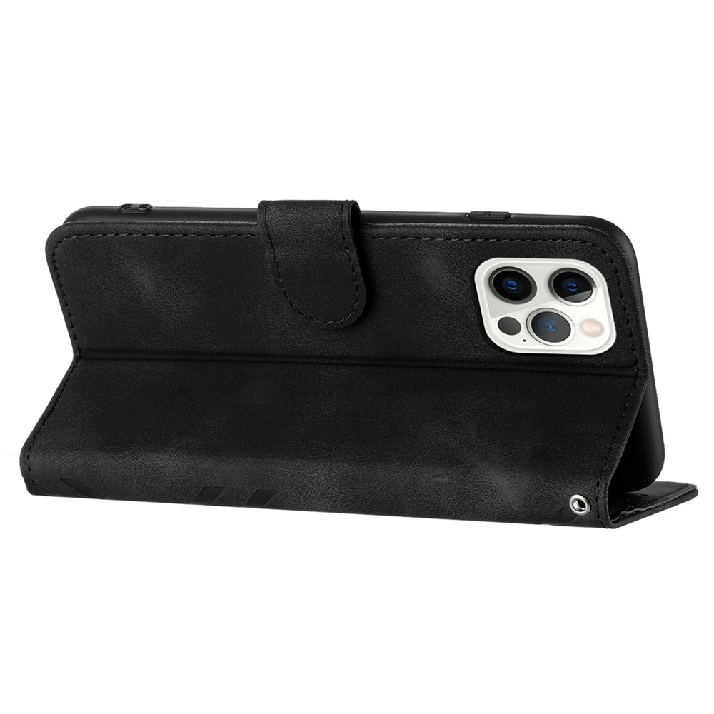 YX0040 For iPhone 14 Pro Max Leather Wallet Phone Case Imprinted Stand Protective Cover
