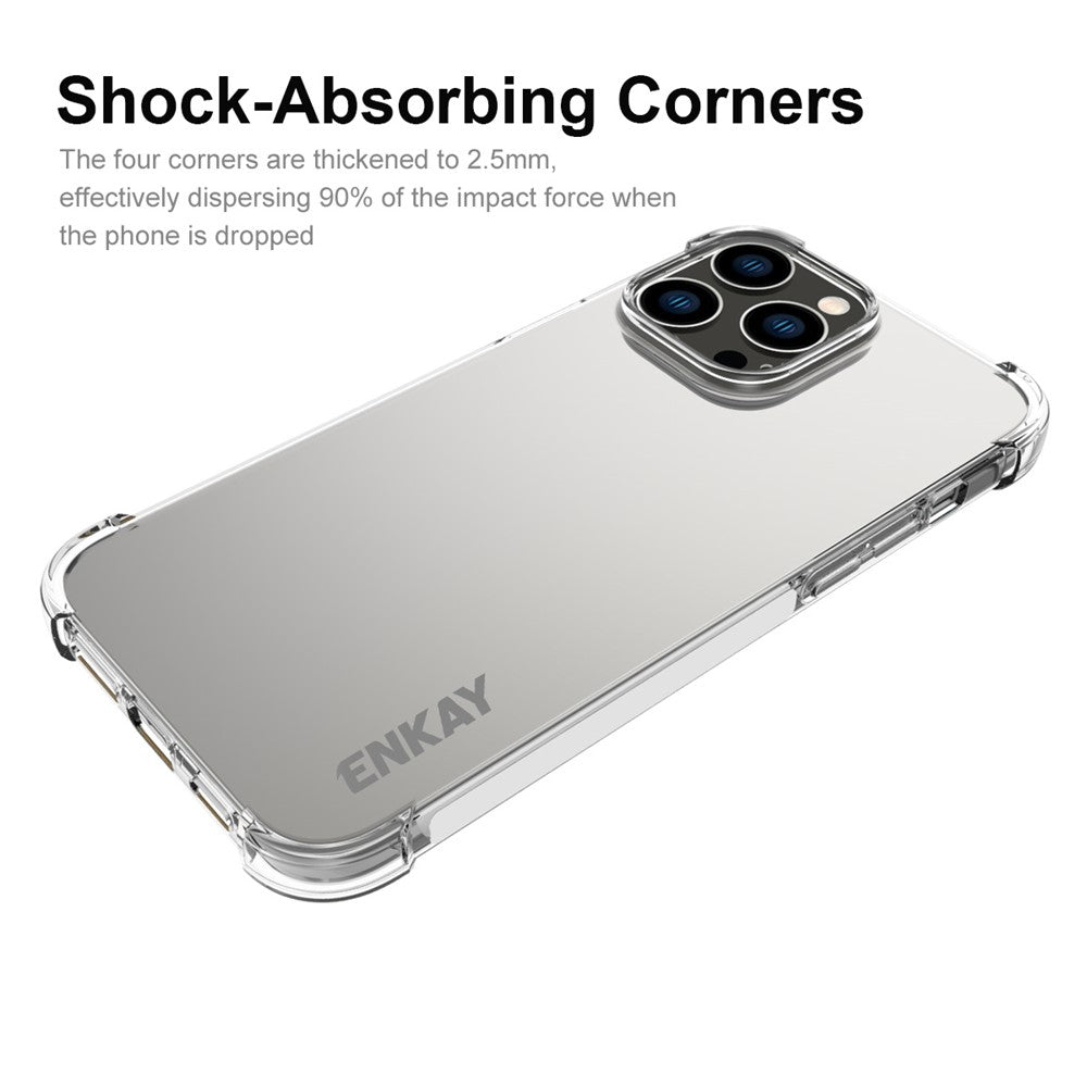 ENKAY HAT PRINCE For iPhone 14 Pro Max TPU Phone Case Anti-drop Clear Cover with High Aluminium-silicon Glass Screen Film