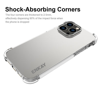 ENKAY HAT PRINCE For iPhone 14 Pro Max TPU Phone Case Anti-drop Clear Cover with High Aluminium-silicon Glass Screen Film