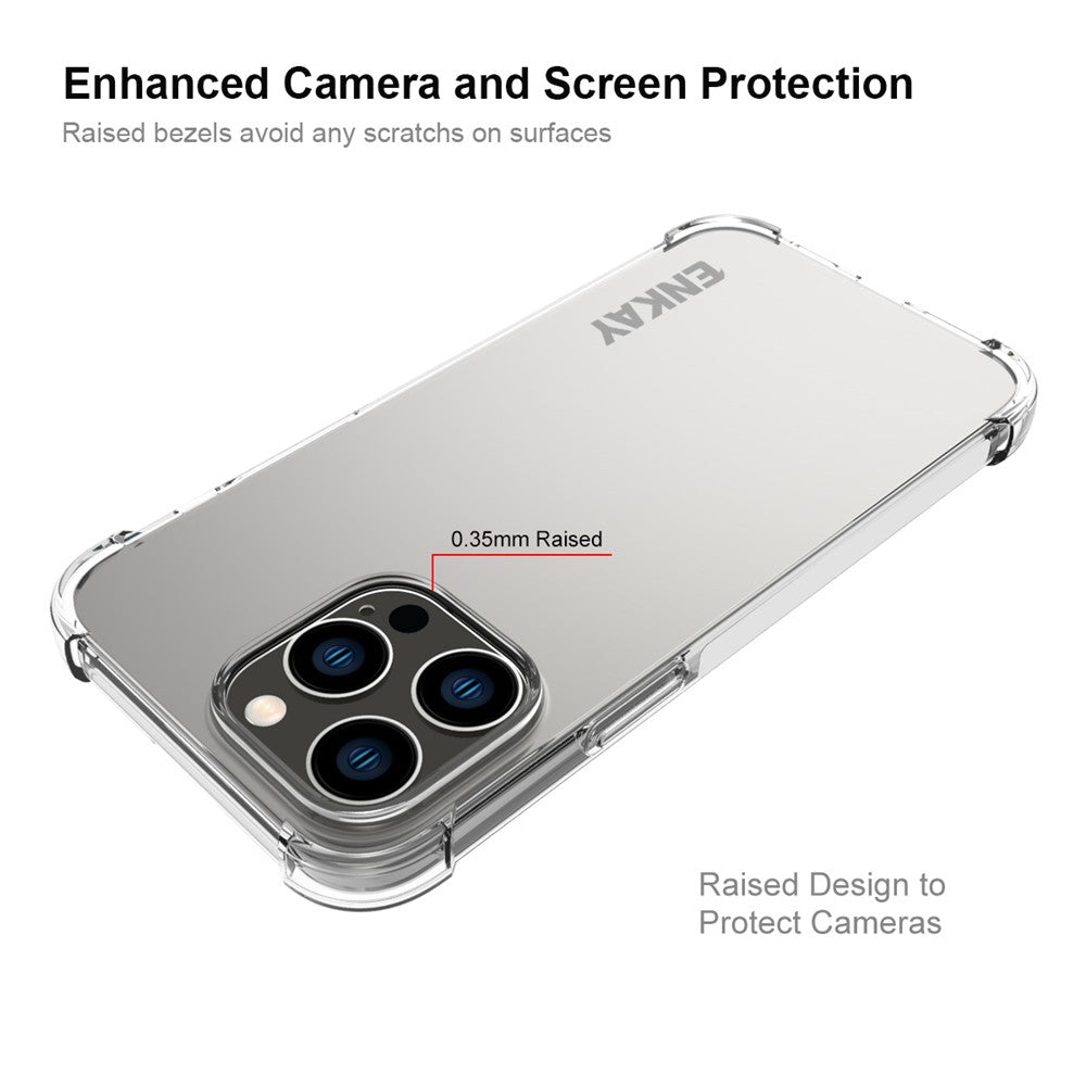ENKAY HAT PRINCE For iPhone 14 Pro Max TPU Phone Case Anti-drop Clear Cover with High Aluminium-silicon Glass Screen Film