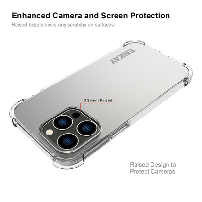 ENKAY HAT PRINCE For iPhone 14 Pro Max TPU Phone Case Anti-drop Clear Cover with High Aluminium-silicon Glass Screen Film