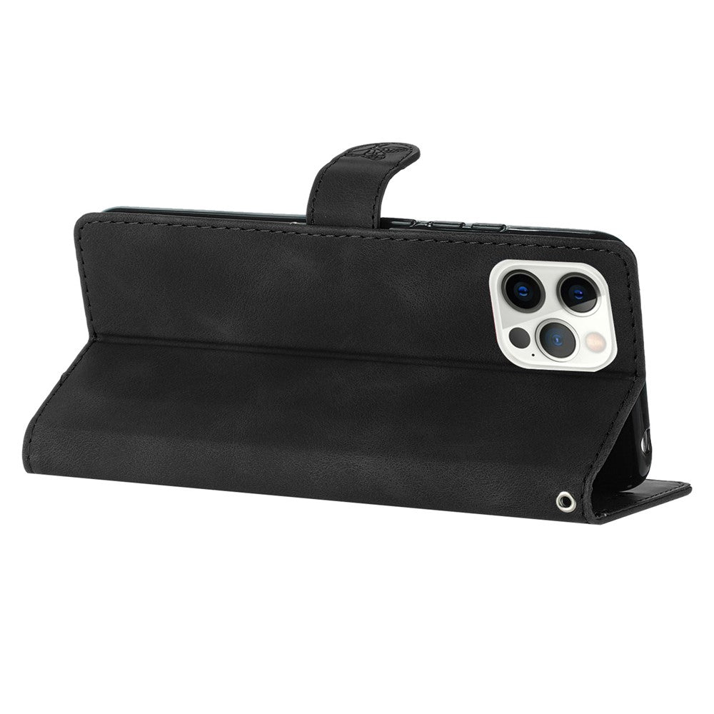 For iPhone 14 Pro Max Flower Imprint Phone Cover PU Leather Wallet Stand Case