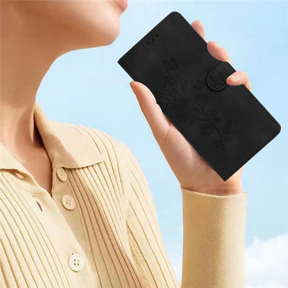 For iPhone 14 Pro Max Flower Imprint Phone Cover PU Leather Wallet Stand Case