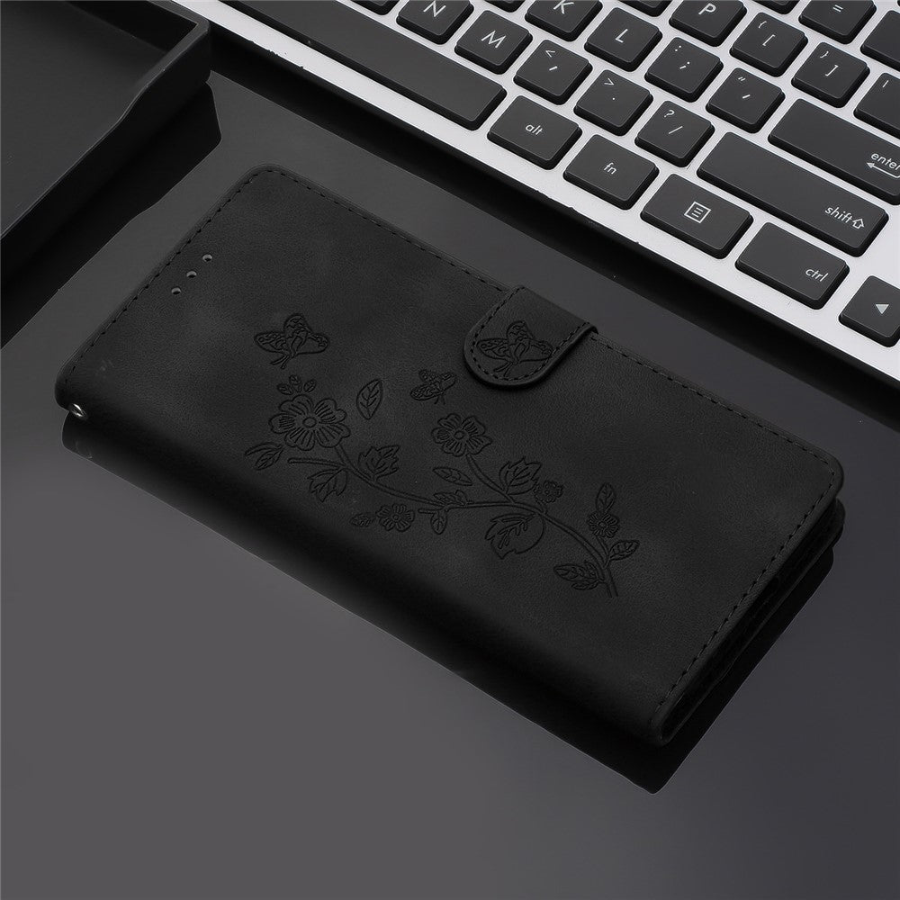 For iPhone 14 Pro Max Flower Imprint Phone Cover PU Leather Wallet Stand Case