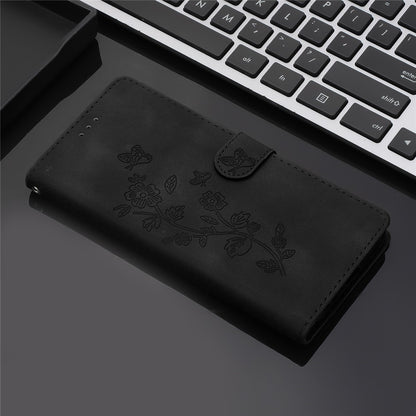 For iPhone 14 Pro Max Flower Imprint Phone Cover PU Leather Wallet Stand Case
