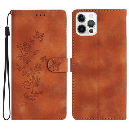 For iPhone 14 Pro Max Flower Imprint Phone Cover PU Leather Wallet Stand Case
