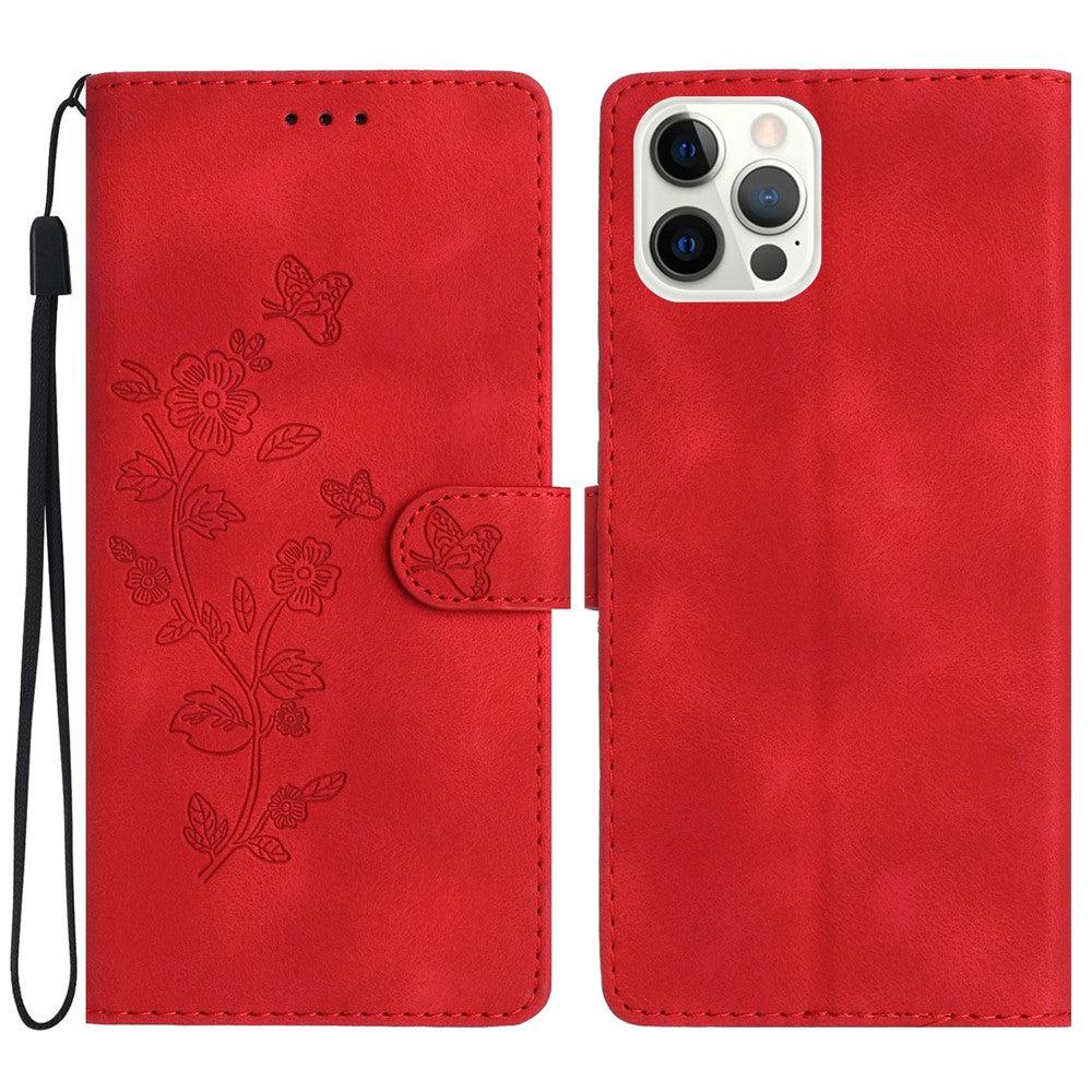 For iPhone 14 Pro Max Flower Imprint Phone Cover PU Leather Wallet Stand Case