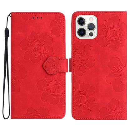 For iPhone 14 Pro Max Flowers Pattern Phone Case PU Leather Flip Stand Wallet Cover