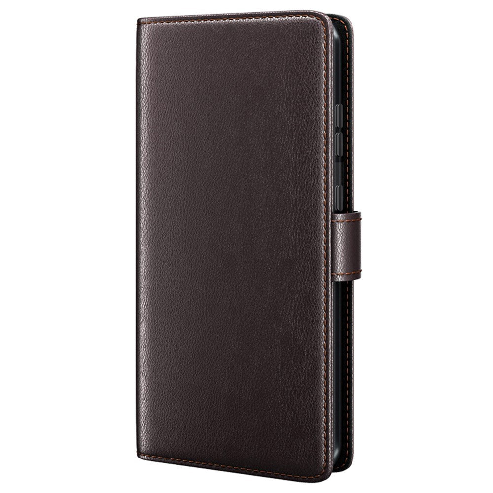 For iPhone 15 Pro Max Case Genuine Split Leather Phone Cover with Wallet Stand