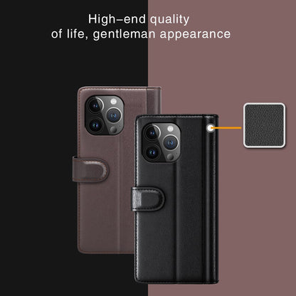 For iPhone 15 Pro Max Case Genuine Split Leather Phone Cover with Wallet Stand