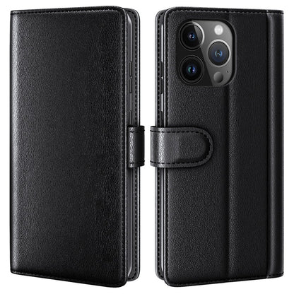 For iPhone 15 Pro Max Case Genuine Split Leather Phone Cover with Wallet Stand