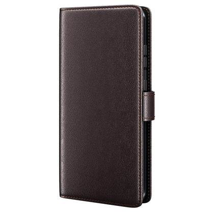 For iPhone 15 Plus Case Genuine Split Leather Phone Cover with Wallet Stand