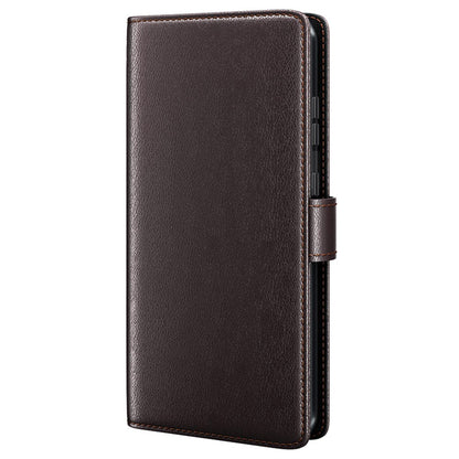 For iPhone 15 Pro Case Genuine Split Leather Phone Cover with Wallet Stand